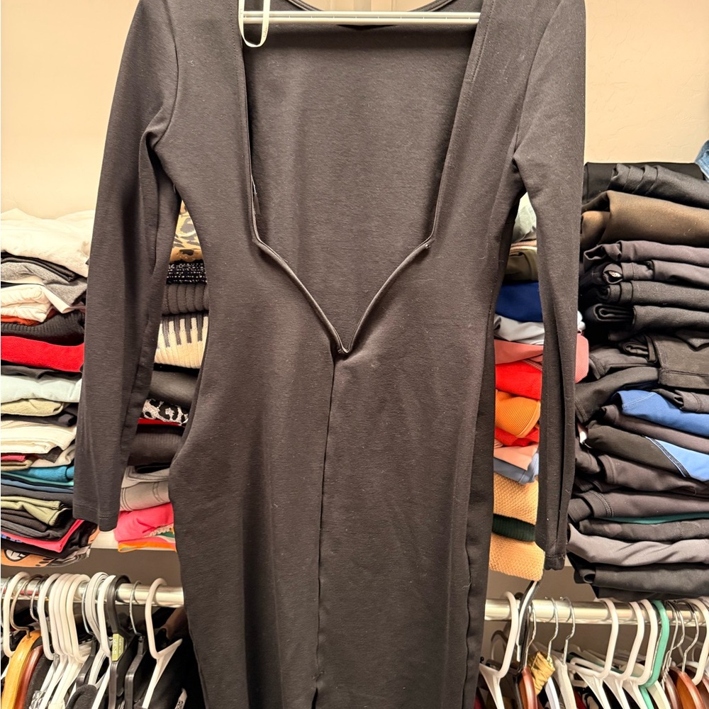 Lulu's Charcoal Long Sleeve Dress